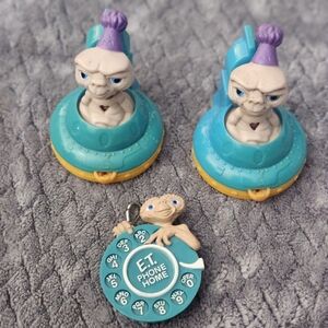 VintageE.T. The Extra-Terrestrial Teal Figure Set with Phone Home Keychain 1980s